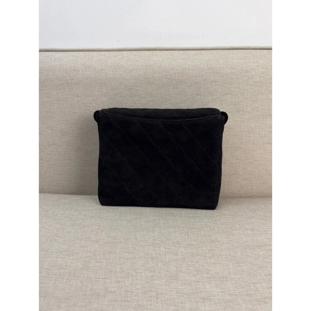 CHANEL Black Suede Vintage Vanity Shoulder Bag 24K GHW